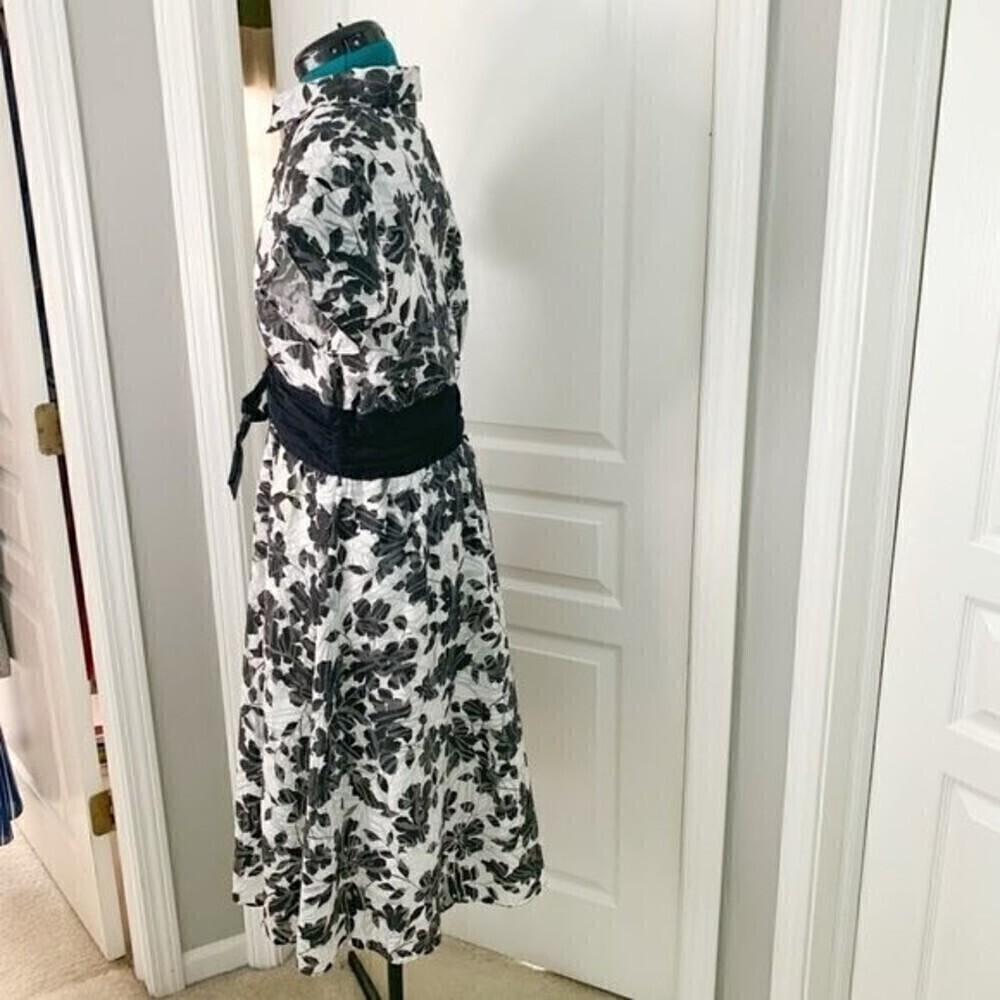 Sandra Darren Floral Tie Wide Waist Short Sleeve Casual Summer Party Dress - Picture 9 of 15